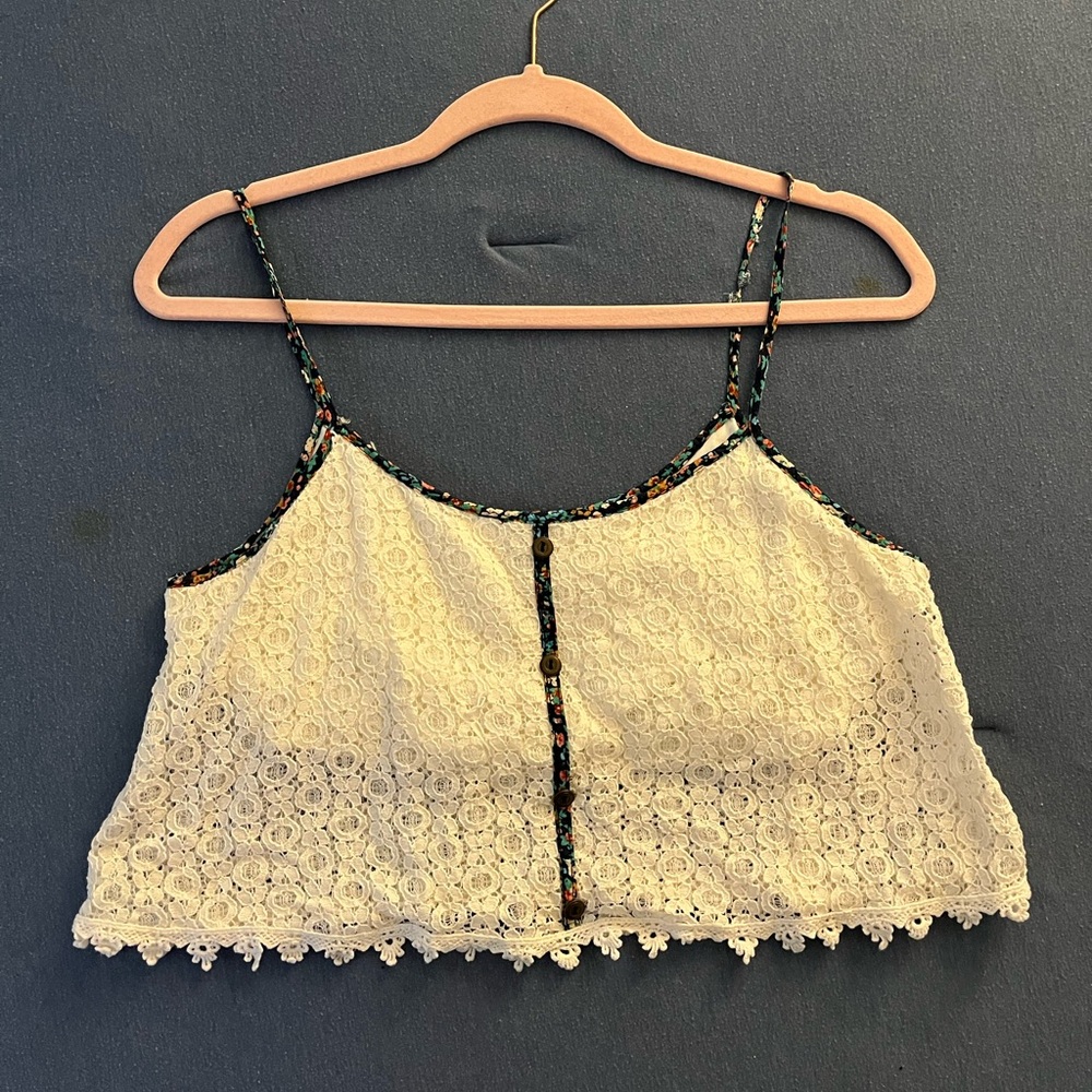 laced crop tank top with ruffles